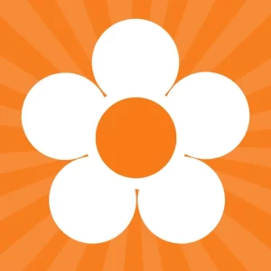 Le logo du site omnivox. C'est une fleur blanche sur un fond orange pâle.