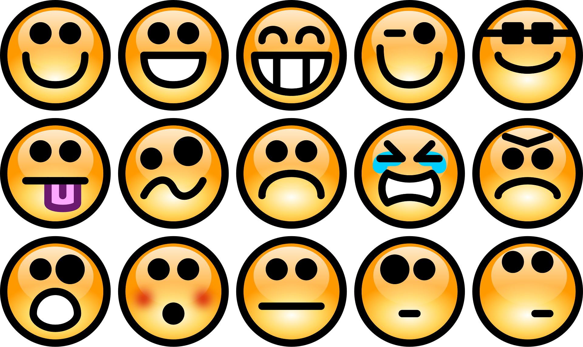 Émojis de différents émotions.
